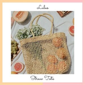 Lulu's Tan Straw Tote Bag